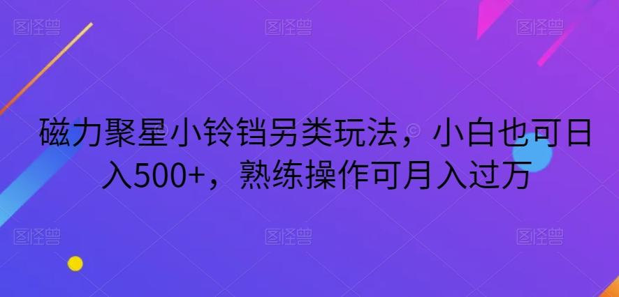磁力聚星小铃铛另类玩法，小白也可日入500+，熟练操作可月入过万-灼光资源宝库
