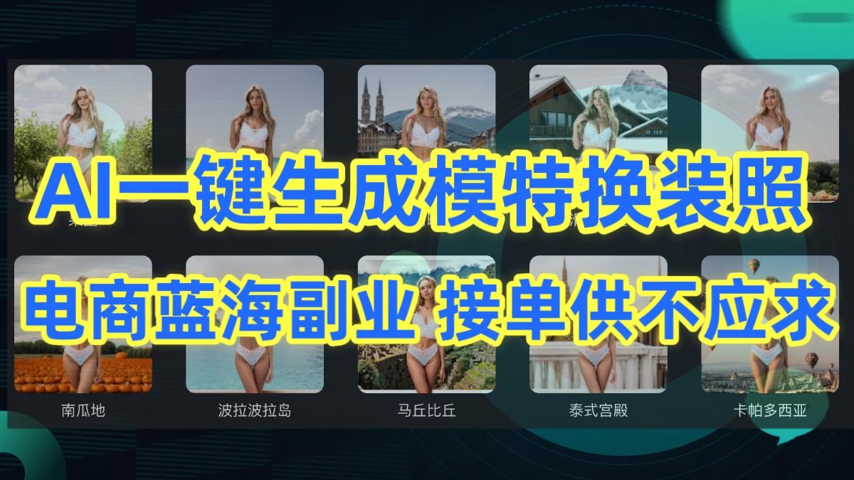 AI制作一键生成模特换装照,电商蓝海副业,接单供不应求-灼光资源宝库