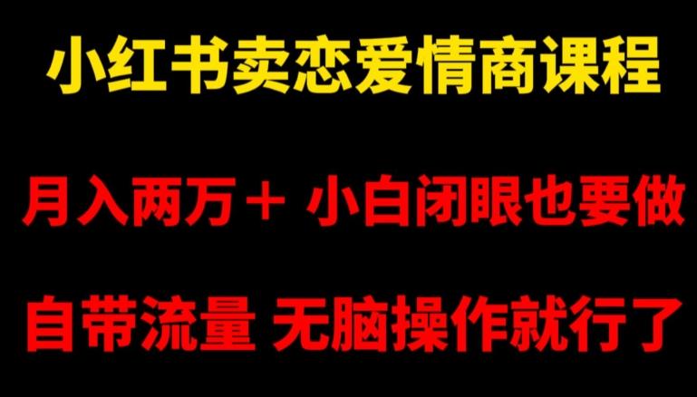 小红书卖恋爱情商课程，月入两万＋，小白闭眼也要做，自带流量，无脑操作就行了【揭秘】-灼光资源宝库
