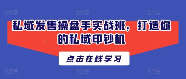 私域发售操盘手实战班，打造你的私域印钞机-灼光资源宝库