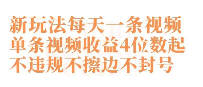 快手新玩法每天一条视频单条视频收益4位数起不违规不擦边不封号【揭秘】-灼光资源宝库
