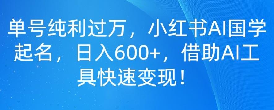 单号纯利过万，小红书AI国学起名，日入600+，借助AI工具快速变现-灼光资源宝库