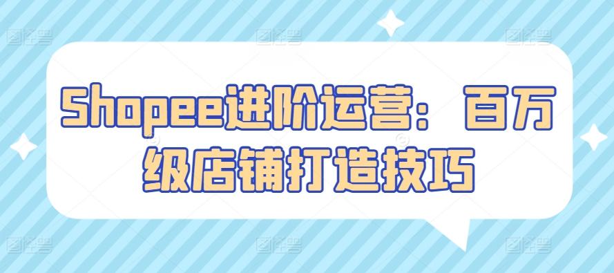 Shopee进阶运营：百万级店铺打造技巧-灼光资源宝库