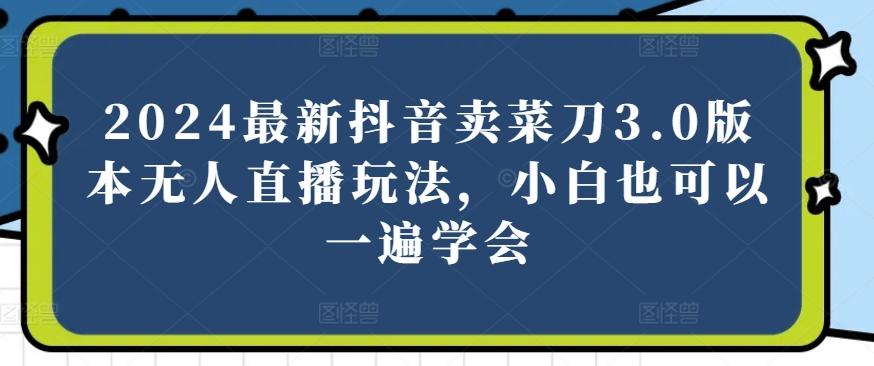 2024最新抖音卖菜刀3.0版本无人直播玩法，小白也可以一遍学会【揭秘】-灼光资源宝库