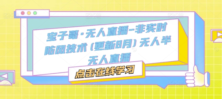 宝子哥·无人直播-非实时防风技术(更新8月)无人半无人直播-灼光资源宝库