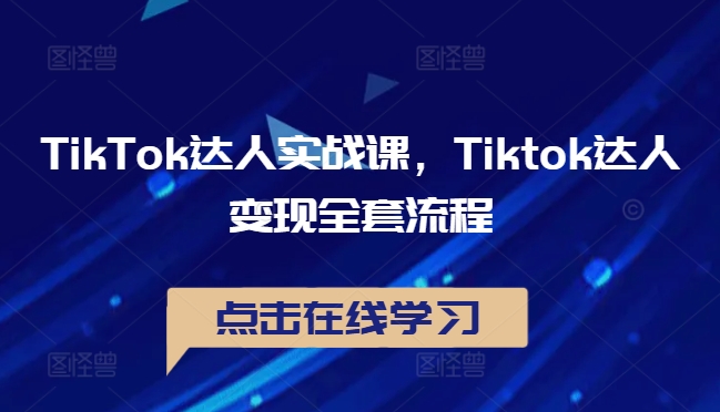 TikTok达人实战课，Tiktok达人变现全套流程-灼光资源宝库