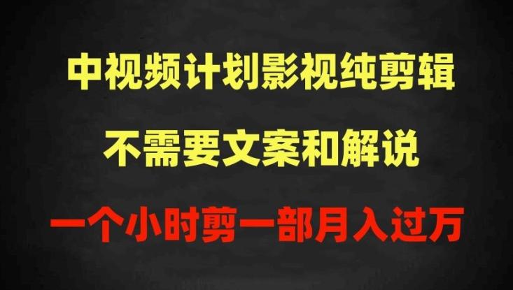 中视频计划影视纯剪辑，不需要文案和解说，一个小时剪一部，100%过原创月入过万【揭秘】-灼光资源宝库