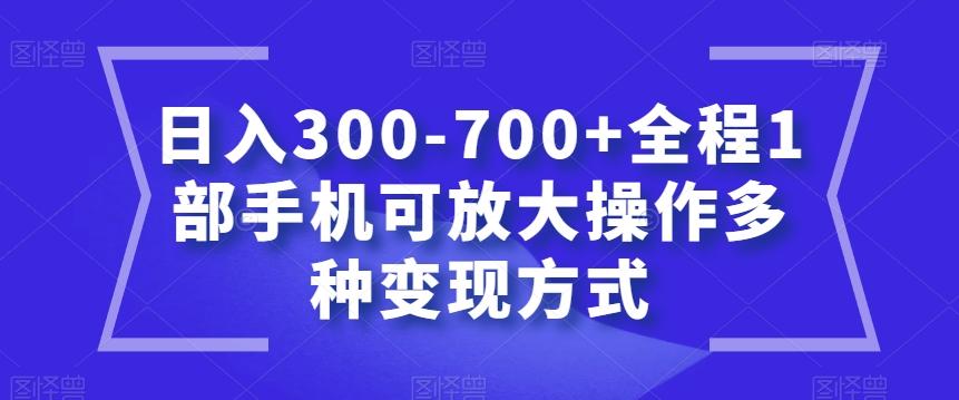 日入300-700+全程1部手机可放大操作多种变现方式【揭秘】-灼光资源宝库
