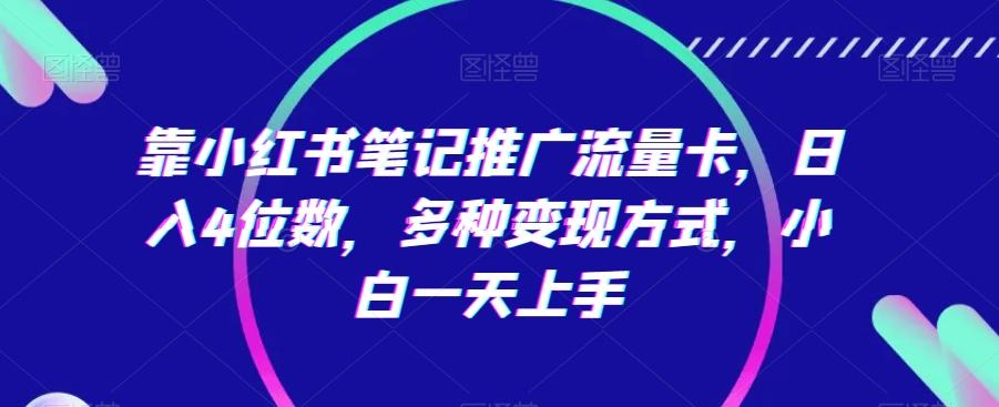 靠小红书笔记推广流量卡，日入4位数，多种变现方式，小白一天上手-灼光资源宝库