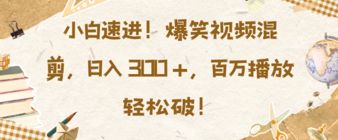 小白速进，爆笑视频混剪，日入3张，百万播放轻松破【揭秘】-灼光资源宝库