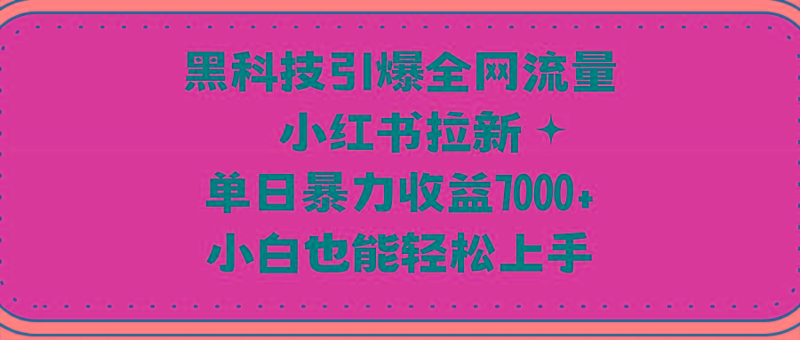 (9679期)黑科技引爆全网流量小红书拉新，单日暴力收益7000+，小白也能轻松上手-灼光资源宝库