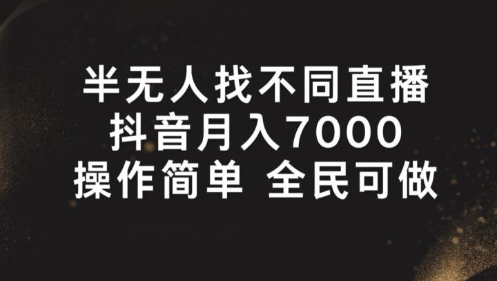 半无人找不同直播，月入7000+，操作简单 全民可做【揭秘】-灼光资源宝库