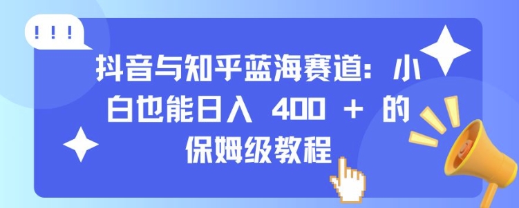 抖音与知乎蓝海赛道：小白也能日入 4张 的保姆级教程-灼光资源宝库