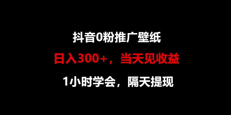 日入300+,抖音0粉推广壁纸,1小时学会,当天见收益,隔天提现-灼光资源宝库
