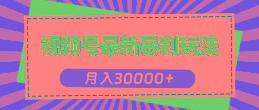 视频号最新暴利玩法，轻松月入30000+-灼光资源宝库