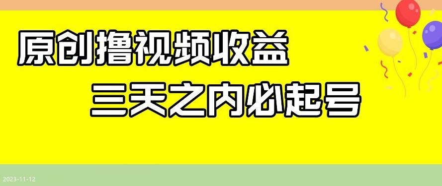 最新撸视频收益，三天之内必起号，一天保底100+【揭秘】-灼光资源宝库