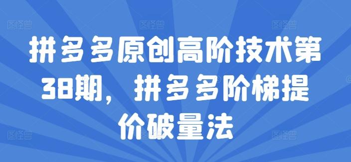拼多多原创高阶技术第38期，拼多多阶梯提价破量法-灼光资源宝库
