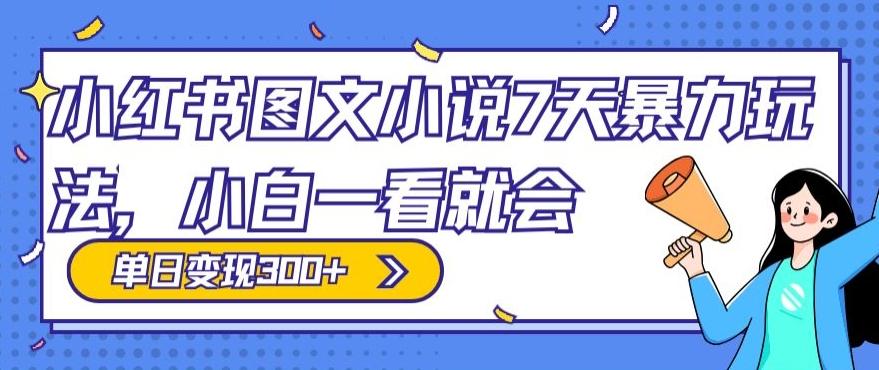 小红书图文小说7天暴力玩法，小白一看就会，单日变现300+-灼光资源宝库