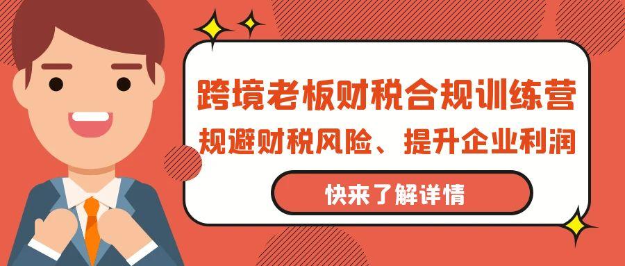 (9838期)跨境老板-财税合规训练营，规避财税风险、提升企业利润-灼光资源宝库