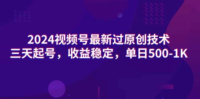(9505期)2024视频号最新过原创技术，三天起号，收益稳定，单日500-1K-灼光资源宝库