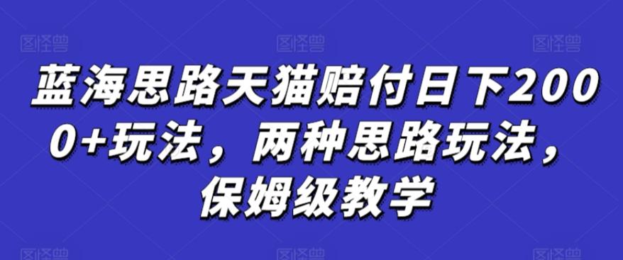 蓝海思路天猫赔付日下2000+玩法，两种思路玩法，保姆级教学【仅揭秘】-灼光资源宝库