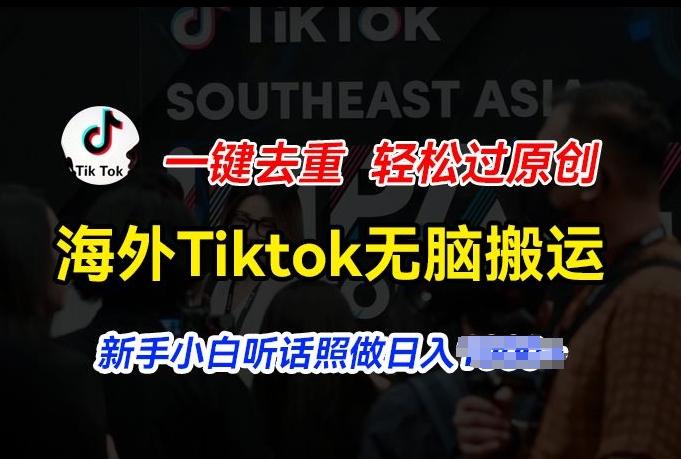 海外Tiktok短视频无脑搬运，一键去重轻松过原创，新手小白听话照做日入几张【揭秘】-灼光资源宝库