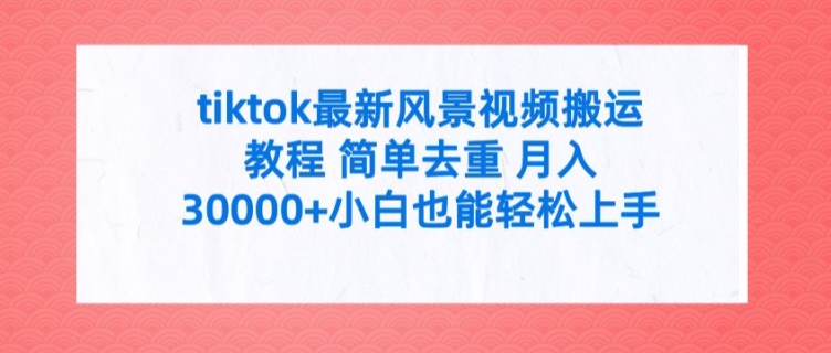 tiktok最新风景视频搬运教程 简单去重 月入3W+小白也能轻松上手【揭秘】-灼光资源宝库