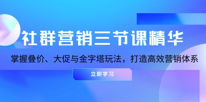 社群营销三节课精华：掌握叠价、大促与金字塔玩法，打造高效营销体系-灼光资源宝库