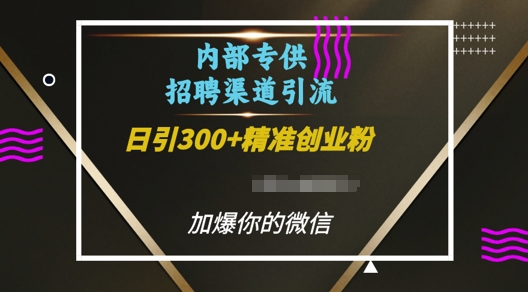 内部招聘渠道日引流300+创业粉，加爆你的微信【揭秘】-灼光资源宝库