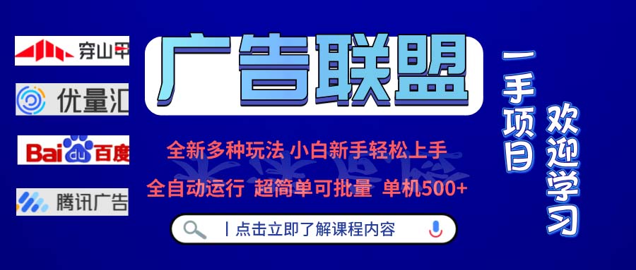 广告联盟 全新多种玩法 单机500+  全自动运行  可批量运行-灼光资源宝库