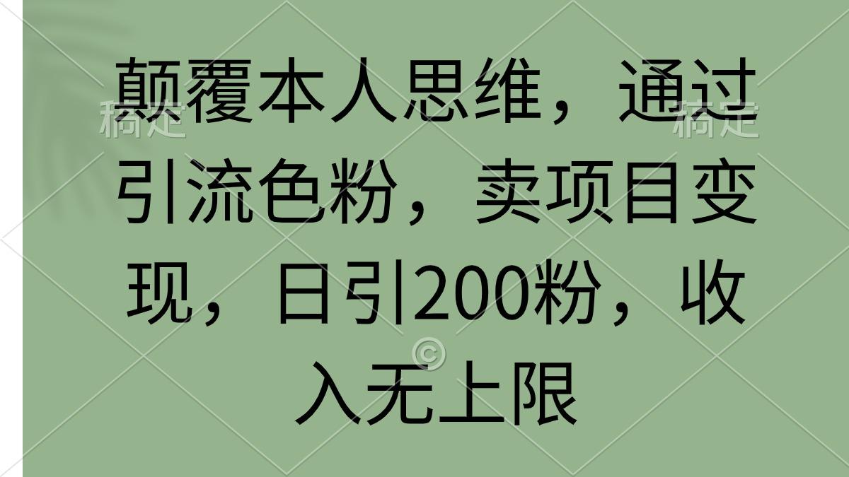 (9523期)颠覆本人思维，通过引流色粉，卖项目变现，日引200粉，收入无上限-灼光资源宝库