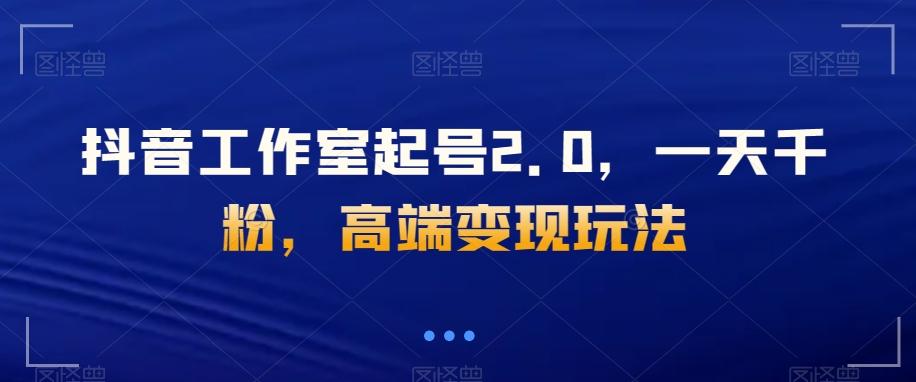 抖音工作室起号2.0，一天千粉，高端变现玩法【揭秘】-灼光资源宝库