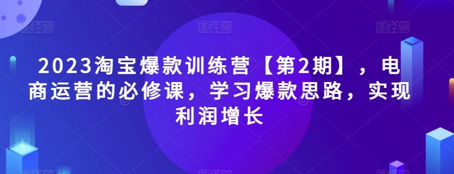 2023淘宝爆款训练营【第2期】，电商运营的必修课，学习爆款思路，实现利润增长-灼光资源宝库