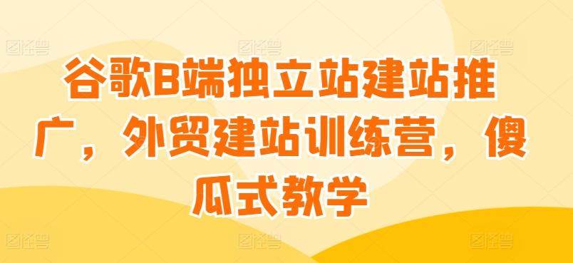 谷歌B端独立站建站推广，外贸建站训练营，傻瓜式教学-灼光资源宝库