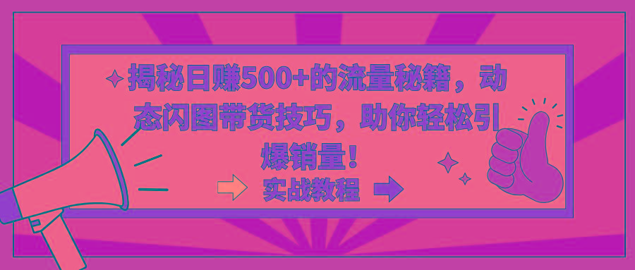 揭秘日赚500+的流量秘籍，动态闪图带货技巧，助你轻松引爆销量！-灼光资源宝库