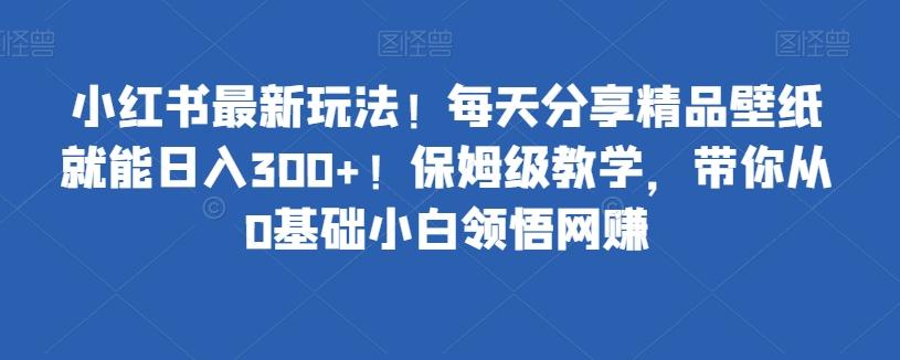 小红书最新玩法！每天分享精品壁纸就能日入300+！保姆级教学，带你从0基础小白领悟网赚-灼光资源宝库