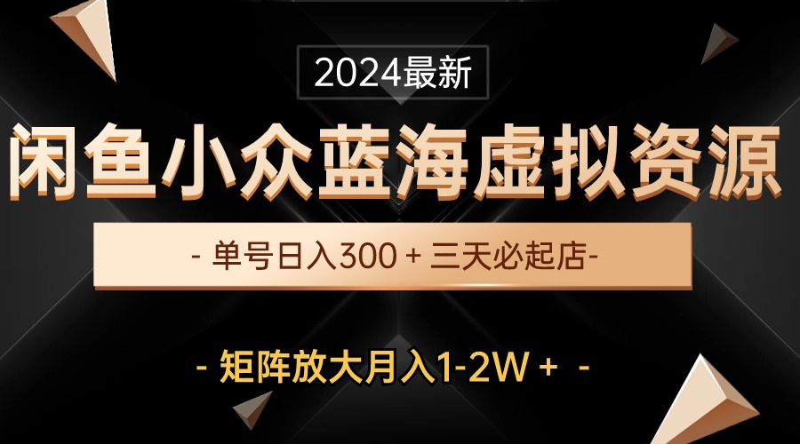 (10336期)最新闲鱼小众蓝海虚拟资源,单号日入300+,三天必起店,矩阵放大月入1-2W-灼光资源宝库