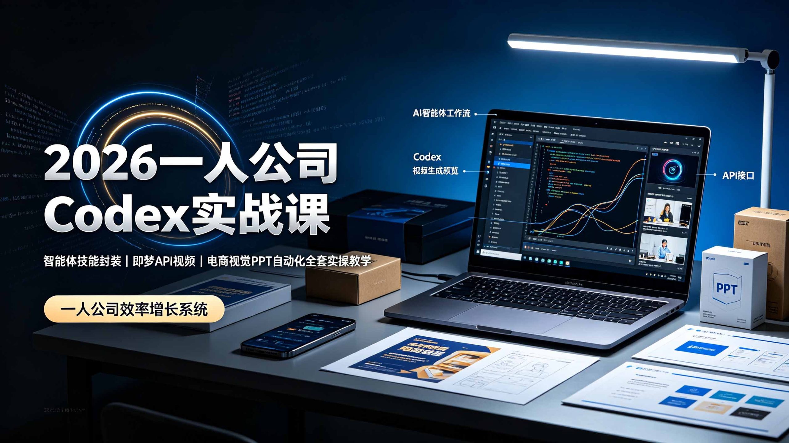 2026一人公司Codex实战课◆智能体技能封装｜即梦API视频｜电商视觉PPT自动化全套实操教学-灼光资源宝库