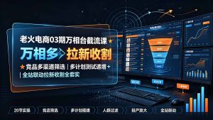 老火电商03期万相台截流课:竞品多渠道筛选|多计划测试递增|全站联动拉新收割全套实操教学-蘑菇资源宝库