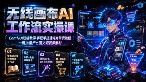无线画布AI工作流实操课|ComfyUI双端教学,手把手搭建电商带货流程,一键批量产出图文短视频素材-灼光资源宝库