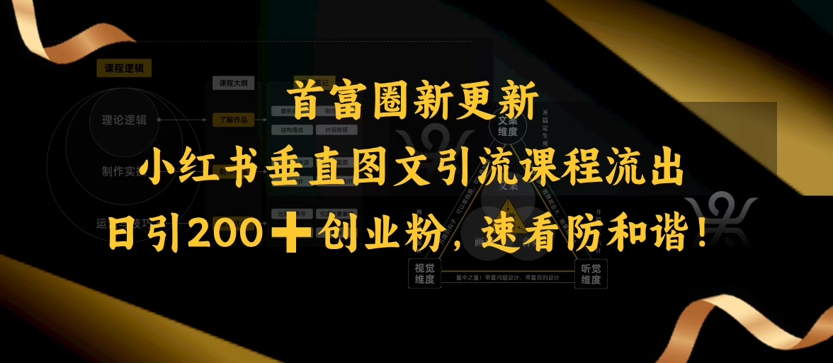 小红书垂直图文引流课程流出，日引200+创业粉，速看防和谐-灼光资源宝库