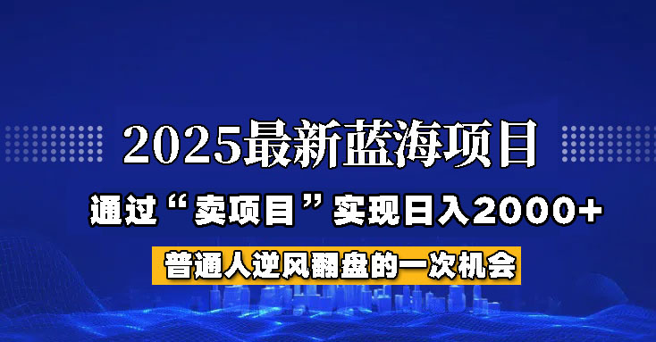 2025年蓝海项目,如何通过“网创项目”日入2000+-灼光资源宝库