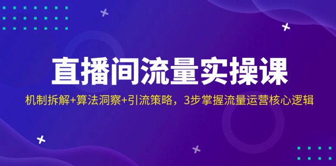直播间流量实操课:机制拆解+算法洞察+引流策略,3步掌握流量运营核心逻辑-灼光资源宝库