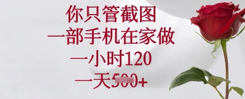 你只管截图，一部手机在家做，一小时120.一天5张【揭秘】-灼光资源宝库