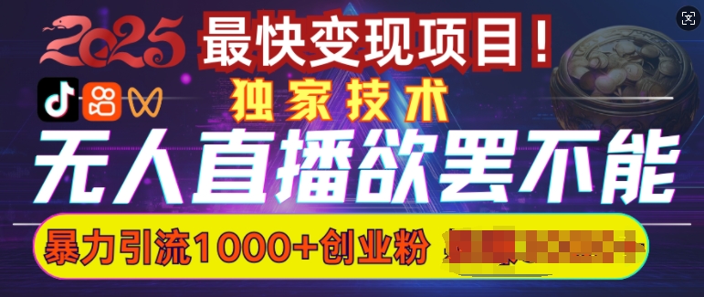 欲罢不能的无人直播引流，超暴力日引流1000+高质量精准创业粉-灼光资源宝库