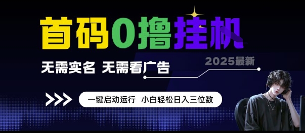 首码0撸挂G项目，无需实名无需看广告 一键启动运行，小白轻松日入三位数【揭秘】-灼光资源宝库