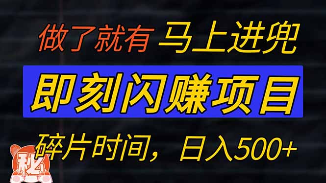 零门槛 即刻闪赚项目！！！仅手机操作，利用碎片时间，轻松日赚500+-灼光资源宝库