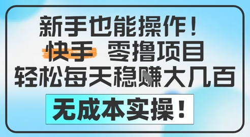 新手也能操作，快手零撸挣米，轻松每天挣2-5张，完全无成本-灼光资源宝库