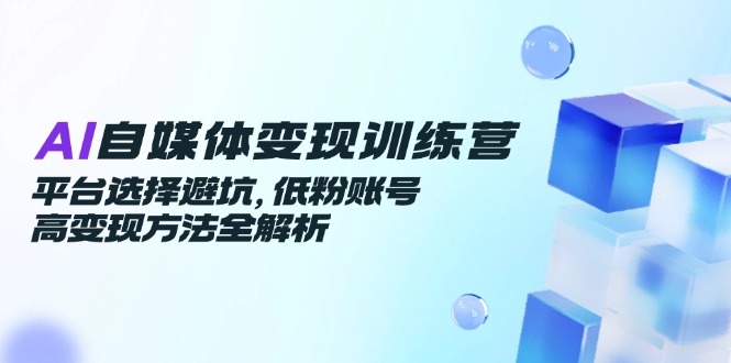 AI自媒体变现训练营，平台选择避坑，低粉账号高变现方法全解析-灼光资源宝库