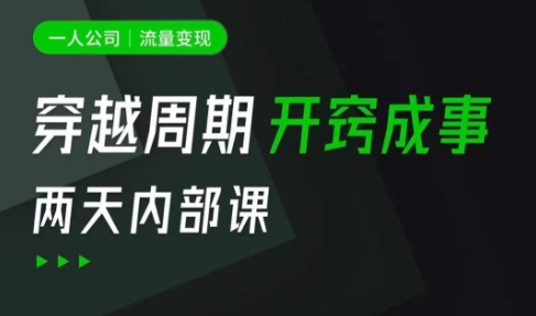 一人公司:流量变现课,一人公司的方法模型拆解, 拆解富人思维,流量思维,小老板思维等-灼光资源宝库